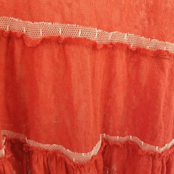 Hem & Thread Lace Net dress Sleeveless Boho Summer Tangerine - Picture 7 of 10